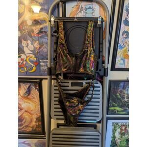 Cleo the Hurricane Rainbow Snakeskin Bodysuit Sz M